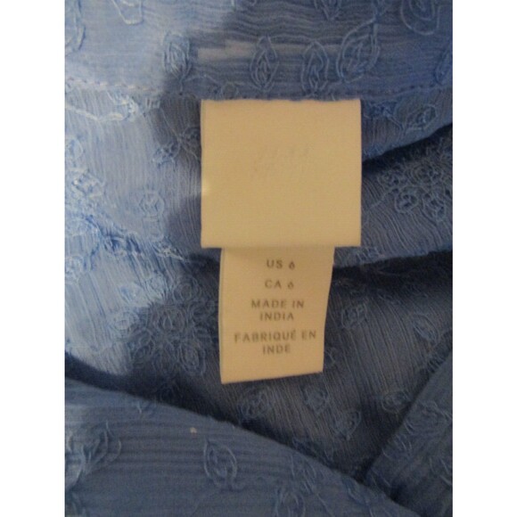 H&M Maxi Dress Blue Embroidered Tiered Cuff Sleeves Slip Lining Size 6 - Picture 8 of 8